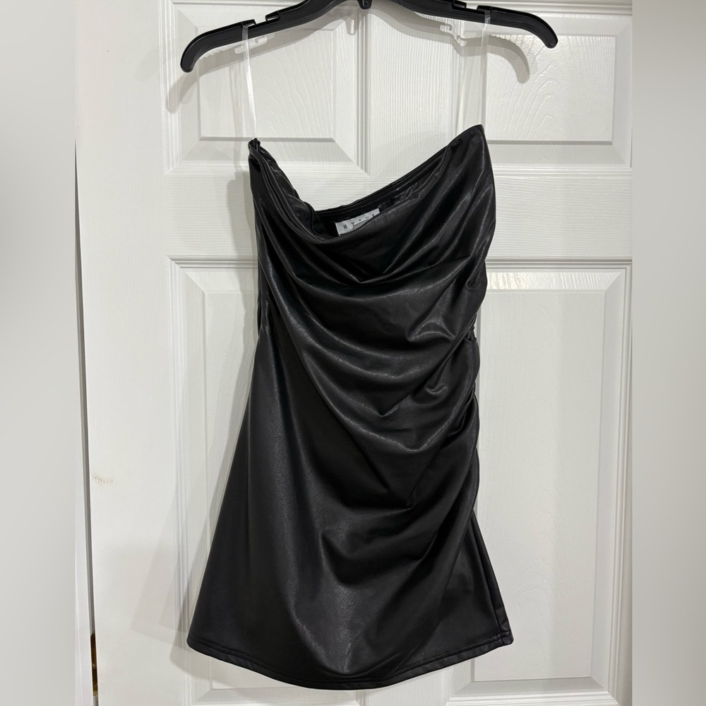 Black Mini Bodycon Leather Dress